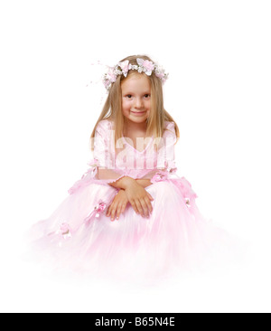 Girl in beautiful pink dress Stock Photo