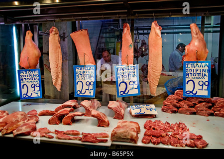 Butcher Central food meat market Athens Greece Greek Stock Photo - Alamy