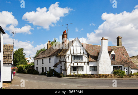 15th century house on the corner of the Huntingdon Road, Houghton. Stock Photo