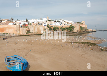 View of the beach and Kasbah, Rabat, Morocco, Africa Stock Photo