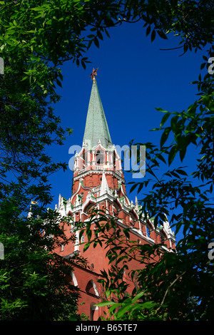 The Trinity Tower or Troitskaya Tower (1495-1499) of the Moscow Kremlin in Russia Stock Photo