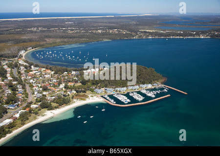 Marina and Peppers Anchorage Hotel Corlette Point Corlette and Salamander Bay distance Port Stephens New South Wales Australia Stock Photo