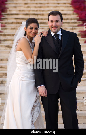 Bride and groom on their wedding day Stock Photo