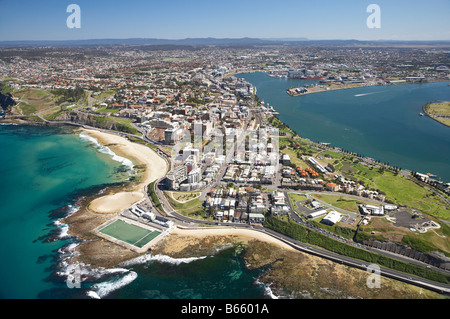 Newcastle Ocean Baths and Newcastle Beach Newcastle New South Wales Australia aerial Stock Photo