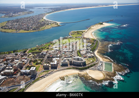 Newcastle Beach and Newcastle Ocean Baths Newcastle New South Wales Australia aerial Stock Photo