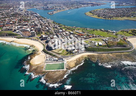 Newcastle Ocean Baths and Newcastle Beach Newcastle New South Wales Australia aerial Stock Photo