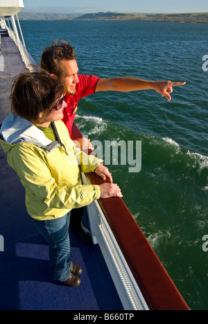 Couple aboard a cruise ship, Columbia River, Washington Stock Photo