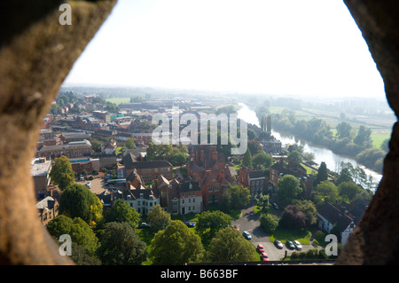 View over the River Severn from Worcester Cathedral City of Worcester Worcestershire England Great Britain Europe Stock Photo
