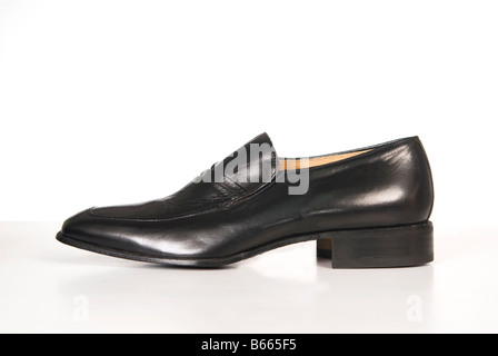 Black leather  man's shoe Stock Photo