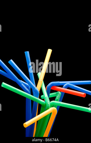 object on black utensil drinking straws Stock Photo