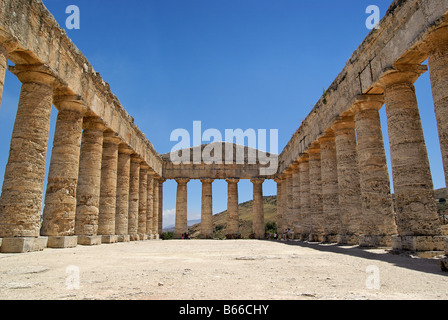 Greek temple in Segesta Sicily Italy Stock Photo