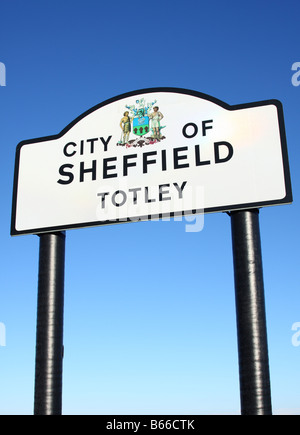 A City of Sheffield roadside sign in the suburb of Totley, Sheffield, South Yorkshire, England, U.K. Stock Photo