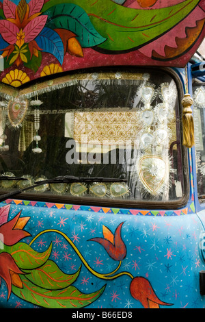 Exhibit of a Asia continent decorated truck at the Eden Project Cornwall Stock Photo