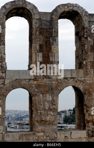 Four arches in a wall of the Acropolis, Athnes, Stock Photo