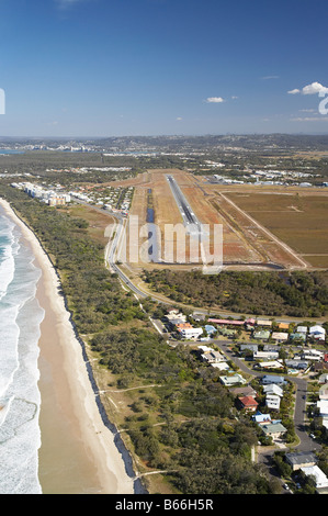 Marcoola Beach and Sunshine Coast Airport Sunshine Coast Queensland Australia aerial Stock Photo