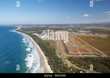 Marcoola Beach and Sunshine Coast Airport Sunshine Coast Queensland Australia aerial Stock Photo