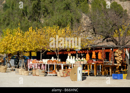 roadside shop selling souvenirs,near Guadalest, Vall de Guadalest, Alicante Province, Comunidad Valenciana, Spain Stock Photo