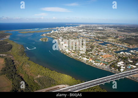 Maroochy River Maroochydore Sunshine Coast Queensland Australia aerial Stock Photo