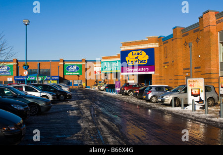 JJB sports land of leather, sleepmasters, allied carpets, SCS on retail park out of town shopping Stock Photo