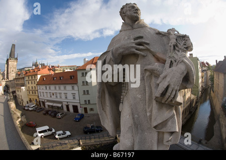 Statue on charles bridge prague Stock Photo