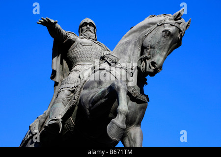 Equestrian statue of Moscow's Founder Yuri Dolgoruki in Moscow, Russia Stock Photo