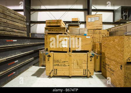 Crates in warehouse Stock Photo