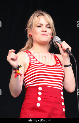 Duffy pop star Welsh soul singer on stage performing live in concert at the Glastonbury Festival June 2008 Stock Photo