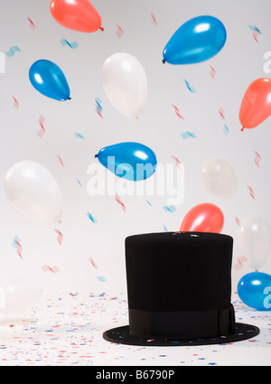 Hat and balloons for Fourth of July Stock Photo