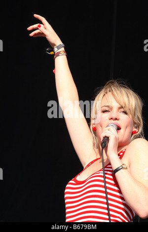 Duffy pop star Welsh soul singer on stage performing live in concert at the Glastonbury Festival June 2008 Stock Photo