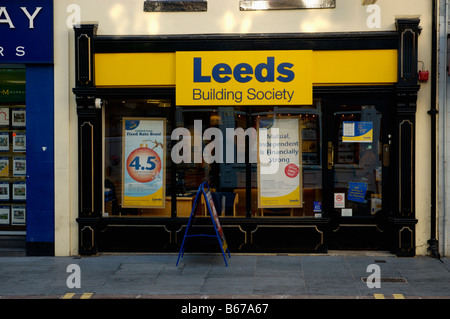 Leeds Building Society branch entrance on Horsefair Street in Leicester City Stock Photo