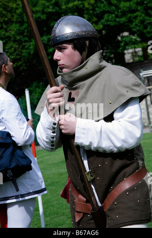 youth dressed in mediaeval man at marms costume during procession of the Corsa all'Anello in Narni, Umbria, Italy Stock Photo