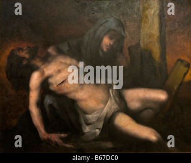 XIII. Station of the way of the Cross. Jesus body is removed from the cross-Pieta. Painted by Goran Tvrtkovic. Stock Photo