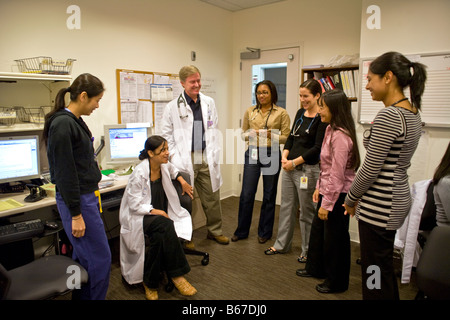 Group of multiracial doctors talking at Childrens Hospital of Orange County in Orange, California, USA Stock Photo