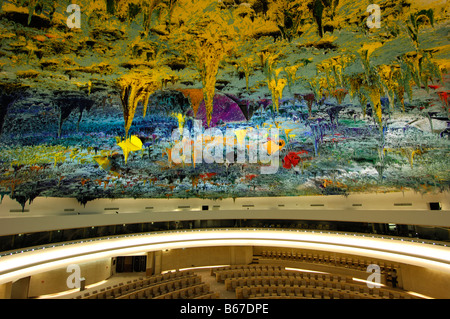 Human Rights and Alliance of Civilization room, ceiling sculpture by Miquel Barceló, UNO, Palais des Nations Geneva Switzerlan Stock Photo