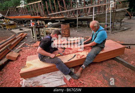 Shipwrights building boat, Australia Stock Photo
