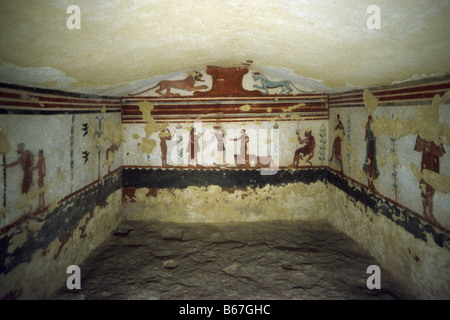 Tarquinia Lazio Italy Etruscan Tomb of Jugglers (510 BC) Stock Photo