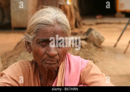 elderly lady, Hampi, India Stock Photo