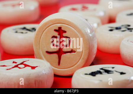 Close-up of Chinese chess pieces Stock Photo