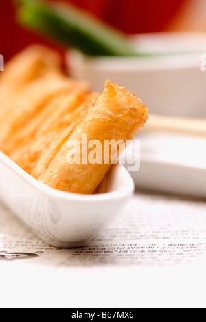 Spring rolls in a bowl Stock Photo