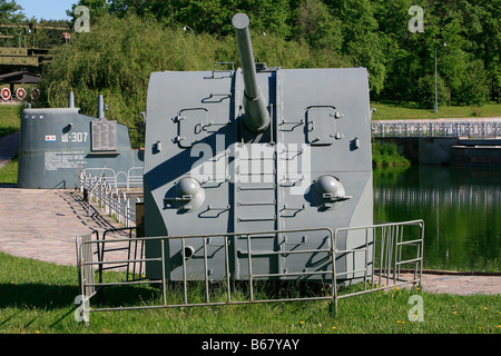 Soviet World War II anti-aircraft gun at Victory Park in Moscow, Russia Stock Photo