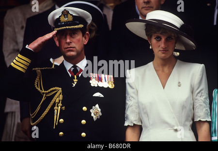 Prince Charles and Princess Diana attend the victory Parade following the Falklands war Stock Photo