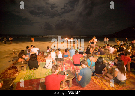 Full Moon Party at beach, Hat Rin Nok, Sunrise Beach, Ko Pha-Ngan, Thailand Stock Photo