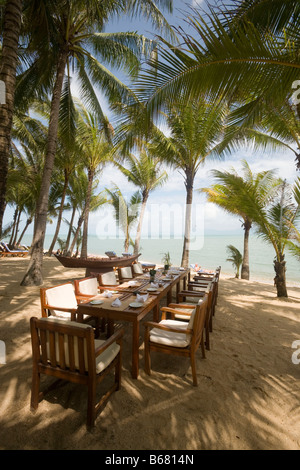 Beach restaurant of the Santiburi Dusit Resort, Mae Nam Beach, Hat Mae Nam, Ko Samui, Thailand Stock Photo