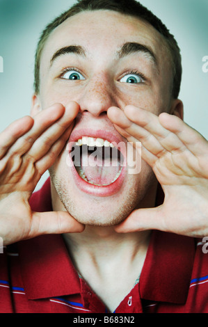 Portrait of Man Yelling Stock Photo