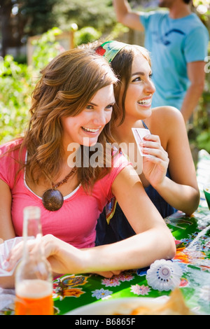 Friends at Backyard Barbeque, Portland, Oregon, USA Stock Photo