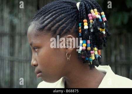 Northern Madagascar A young Malagasy at her home in maroantsetra a nord est village Madagascar maroantsetra Africa African Girl Stock Photo