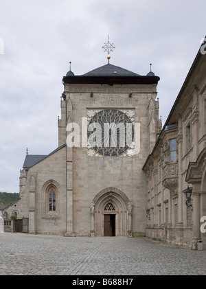 Ebrach im Steigerwald, Zisterzienserkloster, Klosterkirche, Westfassade Stock Photo