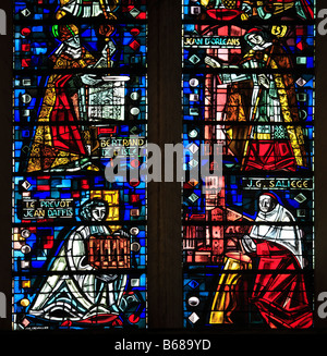 Stained window, Glass painting in Toulouse Cathedral, Toulouse, France Stock Photo