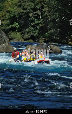 Whitewater rafting on the McKenzie River at Marten Rapids Cascade Mountains Lane County Oregon Stock Photo