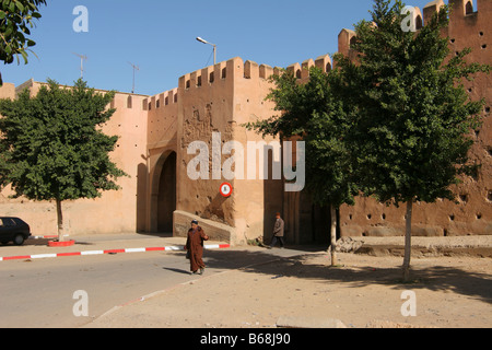 Entrance to Taroudannt city. City wall with a gate. Stock Photo